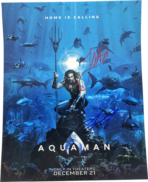 Aquaman: Jason Momoa & James Wan Signed 16" x 20" Photograph (Beckett/BAS Guaranteed)