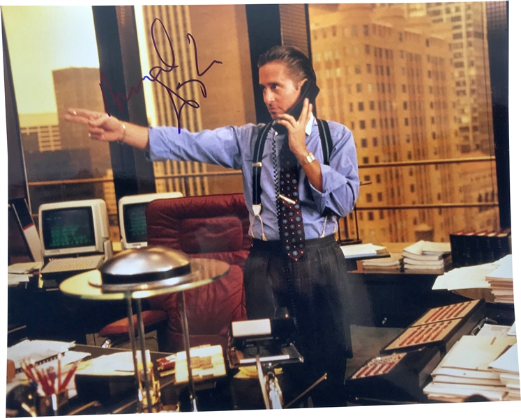 Wall Street: Michael Douglas Signed 16" x 20" Photograph (Beckett/BAS Guaranteed)