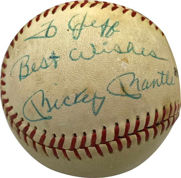 Mickey Mantle Vintage Signed Official League Baseball (JSA)