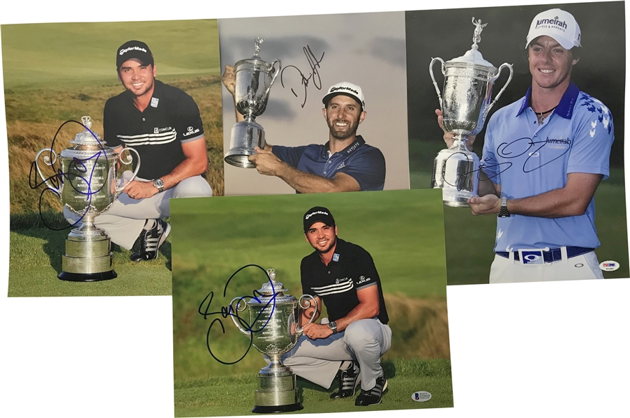 US Open Champions Lot of Four (4) Single Signed 11" x 14" Photographs w/ McIlroy, Johnson & Day! (Beckett)