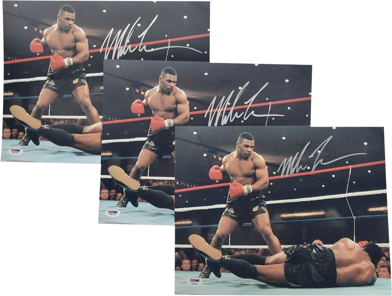 Mike Tyson Lot of Three (3) Signed 11" x 14" Photographs (PSA/DNA)