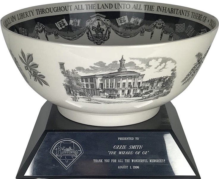 Ozzie Smith Owned Personal Wedgewood Retirement Bowl Presented by The Phillies Organization! (Ozzie Smith LOA)