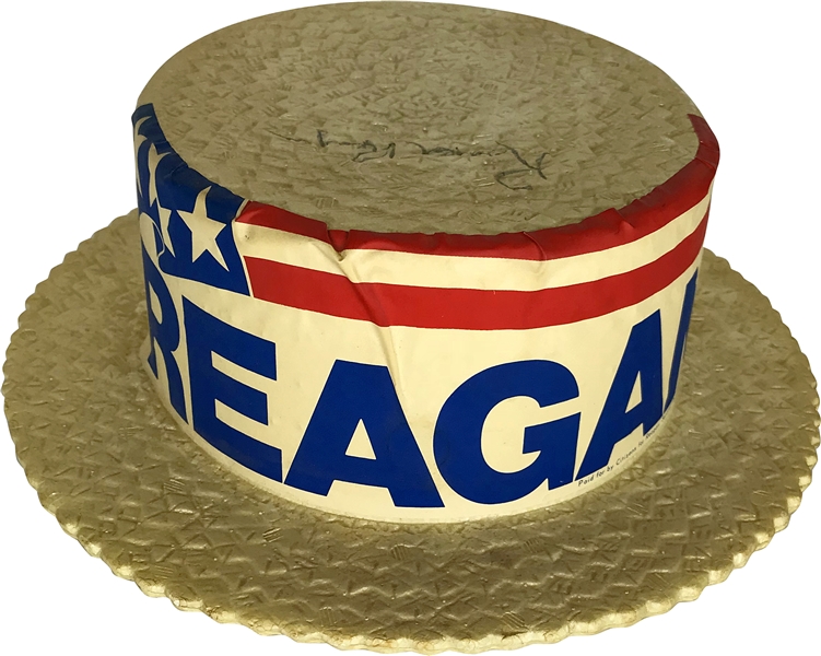 Ronald Reagan ULTRA-RARE Signed Campaign Straw Style Hat (Beckett/BAS Guaranteed)