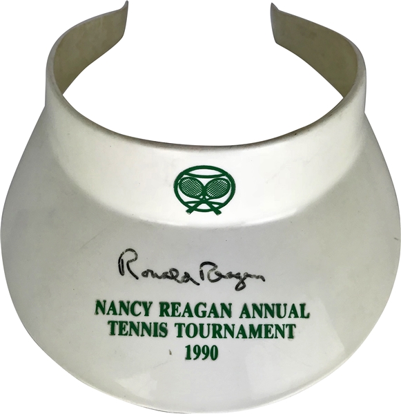 Ronald Reagan Signed 1990 Tennis Tournament Visor (Beckett/BAS Guaranteed)