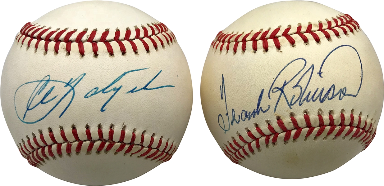 Triple Crown Winners: Frank Robinson and Carl Yastrzemski Lot of Two (2) Single Signed OAL Baseballs (Beckett/BAS Guaranteed)