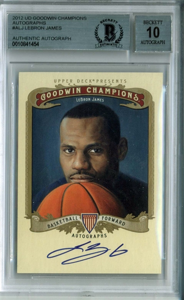 LeBron James Signed 2012 Upper Deck Goodwin Champions Autographs Card - Beckett/BAS Graded GEM MINT 10