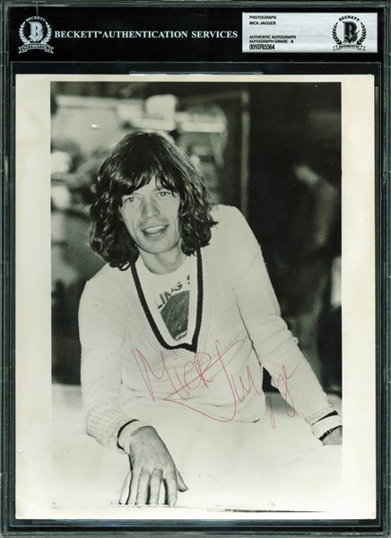 The Rolling Stones: Mick Jagger Vintage Signed 8" x 10" B&W Photo (Beckett/BAS Graded MINT 9)