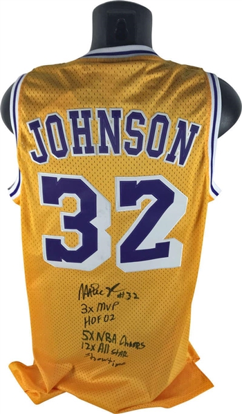 Magic Johnson Signed & Inscribed LA Lakers Jersey w/ 6 Inscriptions! (JSA)