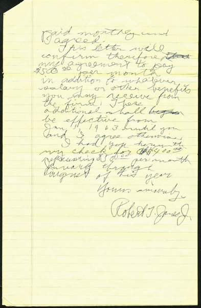 Bobby Jones Handwritten & Signed 1963 Contract for Personal Secretary (PSA/DNA)