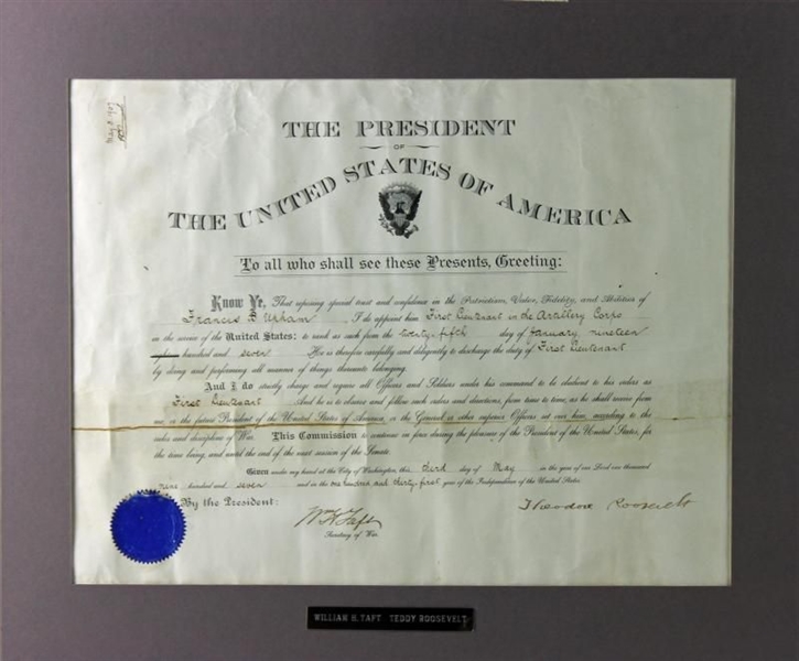 Theodore Roosevelt & William Taft Signed 1907 Document (PSA/DNA)