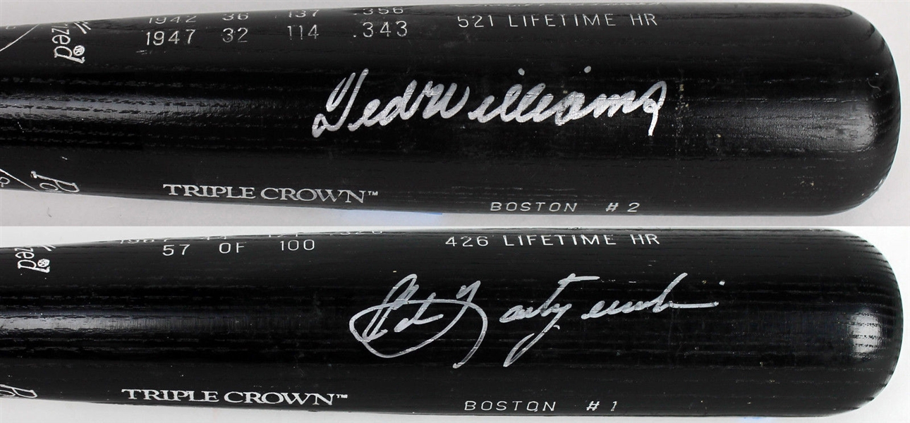 Boston Triple Crown Winners: Ted Williams & Carl Yastrzemski Signed Professional Model H&B Baseball Bat - PSA/DNA Graded GEM MINT 10