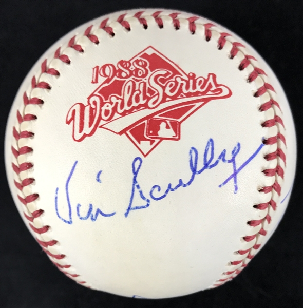 1988 LA Dodgers Stars Signed 1988 World Series Baseball with Scully, Hershiser, Gibson & Lasorda (JSA)
