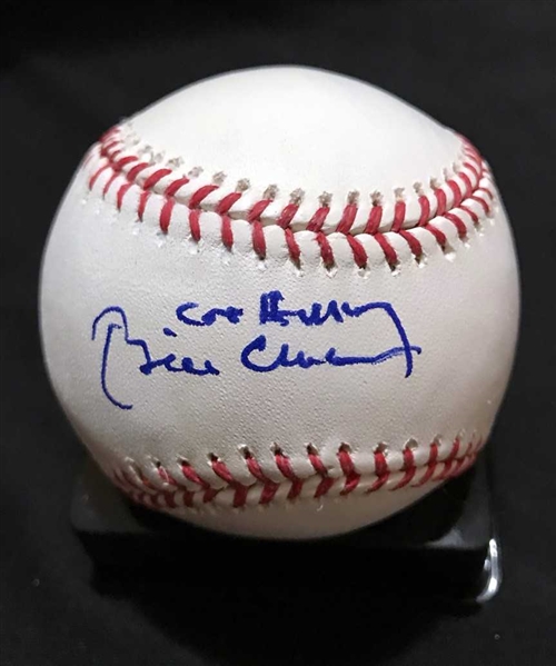 Bill Clinton Signed OML Baseball w/ Rare "Go Hillary" Inscription (BAS/Beckett)