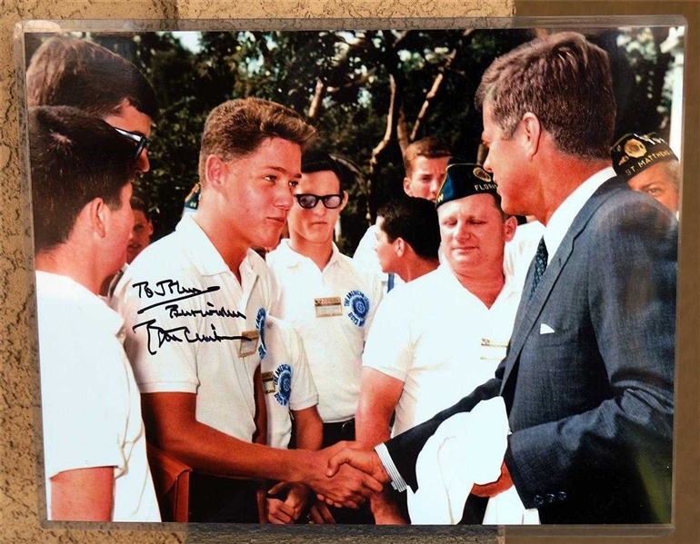 President Bill Clinton Beautiful Signed 11" x 14" Color Photo of 1963 Meeting with John F. Kennedy! (BAS/Beckett Guaranteed)
