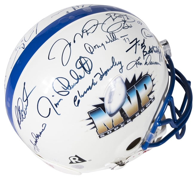 Super Bowl MVPs Multi Signed PROLINE Helmet w/ 23 Sigs incl. Starr, Montana, Aikman & Bradshaw (JSA)