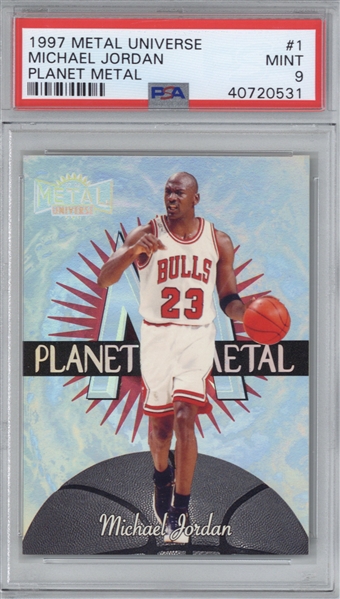 Michael Jordan 1997 Fleer Metal Universe #1 Basketball Card - PSA Graded MINT 9!
