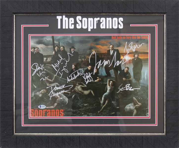 The Sopranos Cast Signed 16" x 20" Color Photo in Framed Display (8 Sigs)(Beckett/BAS)