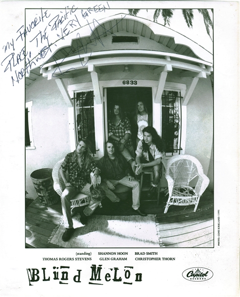 Blind Melon: Rare Shannon Hoon Signed c. 1991 8" x 10" Promotional Photograph (Beckett/BAS Guaranteed)