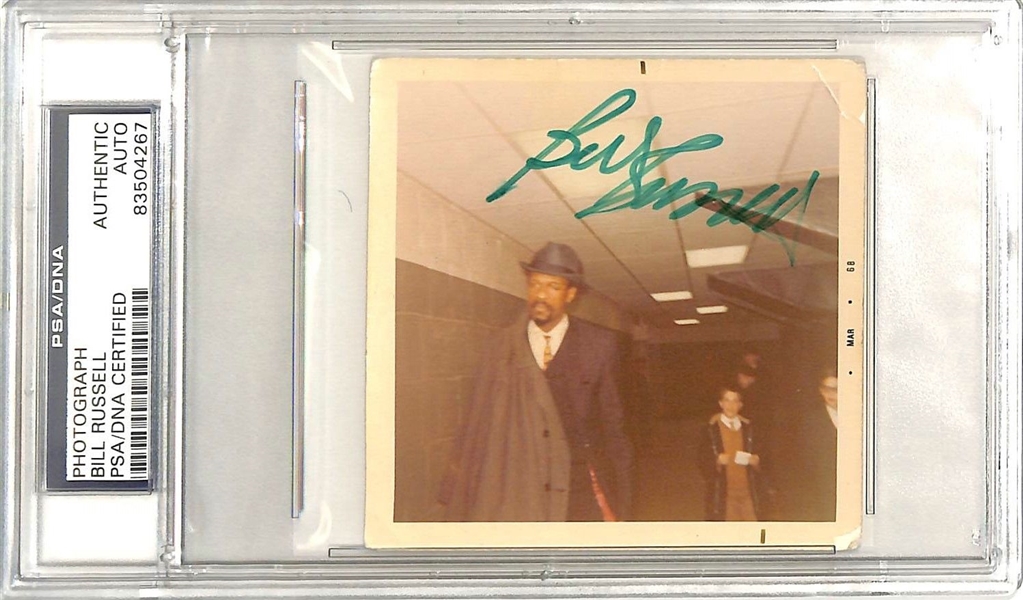 Bill Russell Signed 3.5" x 2.5" Candid Photograph (PSA/DNA Encapsulated)