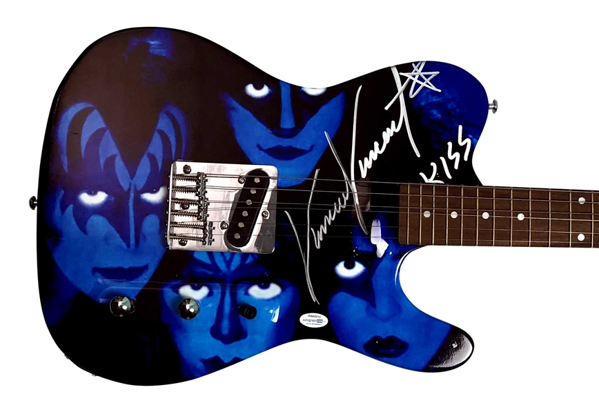 KISS: Vinnie Vincent Signed Telecaster Style Electric Guitar with Custom KISS Graphics (ACOA LOA)