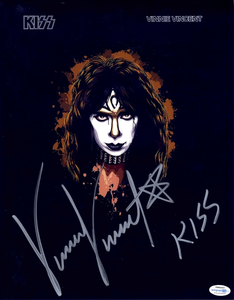 KISS: Vinnie Vincent Signed 11" x 14" Color Photo (ACOA)