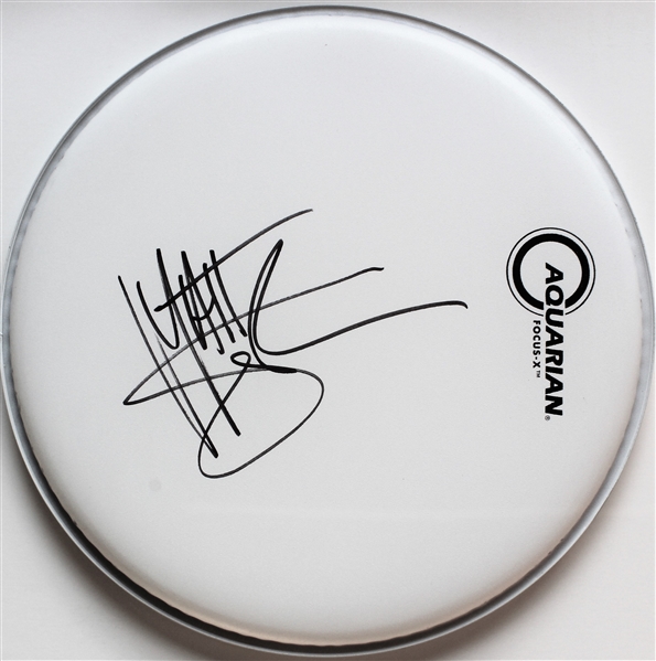 GnR: Matt Sorum Signed Equipment Lot (2) with Drumhead and Stick (Beckett/BAS Guaranteed)