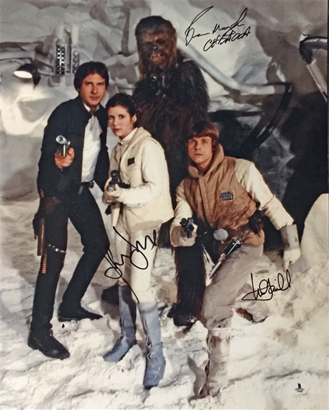 Star Wars Impressive 16" x 20" Cast Signed Photo with Ford, Hamill & Mayhew (Beckett/BAS)