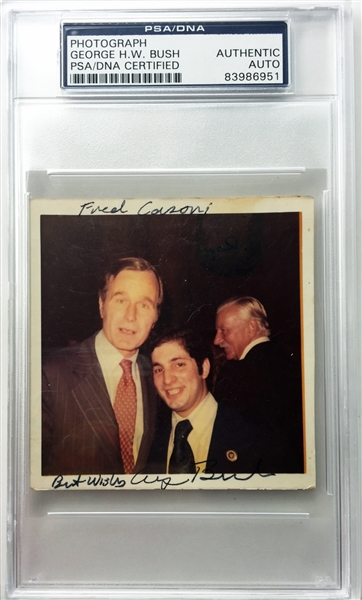 President George H.W. Bush Signed Early Candid Photograph (PSA/DNA Encapsulated)