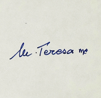 Mother Teresa Near-Mint Signed 4" x 4" Album Page (Beckett/BAS Guaranteed)