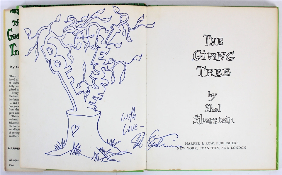Shel Silverstein Signed "The Giving Tree" Hardcover Book w/ Hand Drawn Sketch (Beckett/BAS)