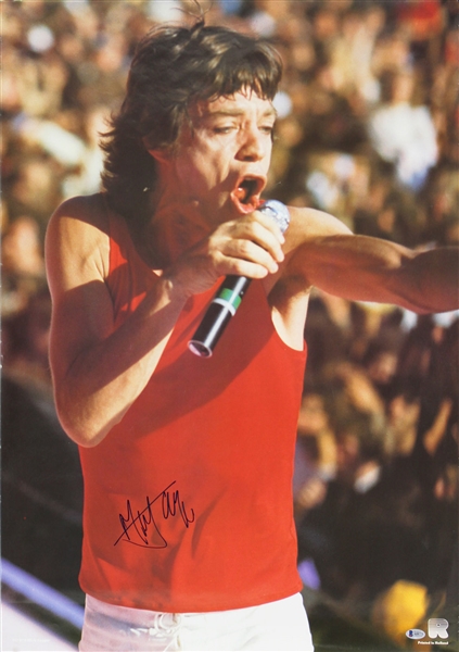 The Rolling Stones: Mick Jagger Signed 23.5" x 33.5" Poster (Beckett/BAS)