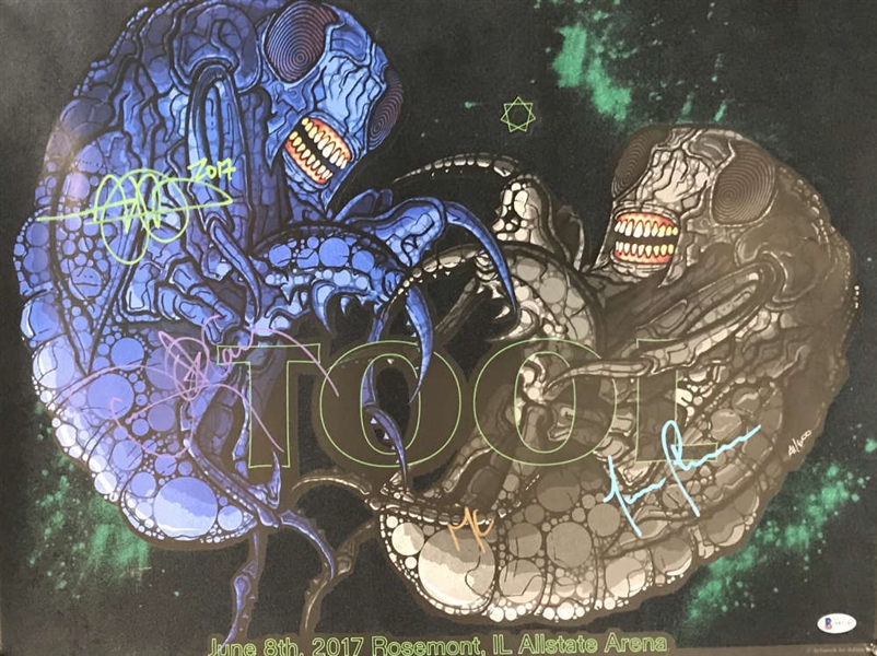 TOOL Group Signed Concert Poster (Rosemont, IL 2017)(4 Sigs)(Beckett/BAS)