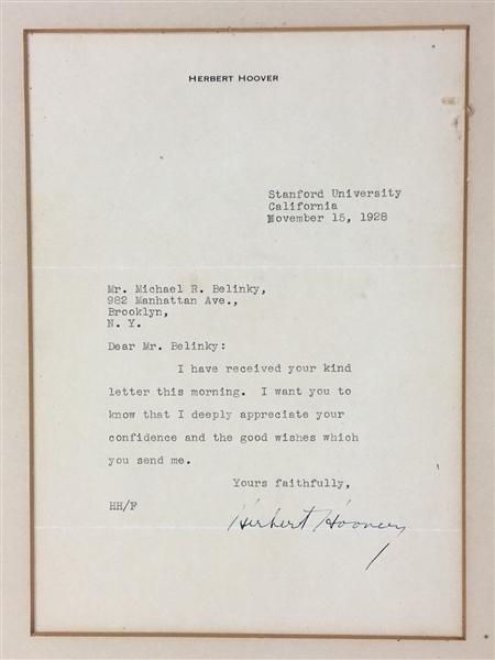 Herbert Hoover Signed 1928 Typed Letter (Beckett/BAS Guaranteed)