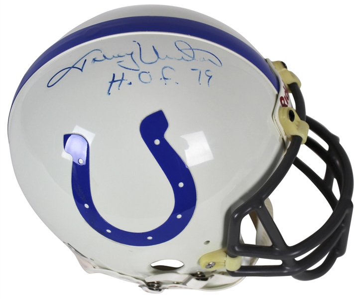 Johnny Unitas Near-Mint Signed & Inscribed PROLINE Full Size Baltimore Colts Helmet (PSA/DNA)