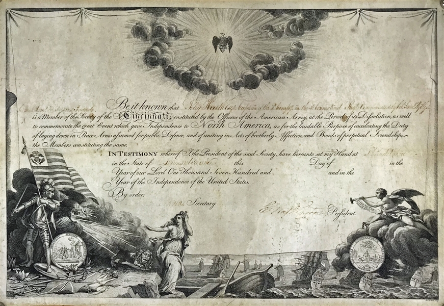 President George Washington Signed Society of Cincinnati Membership Document (Beckett/BAS)