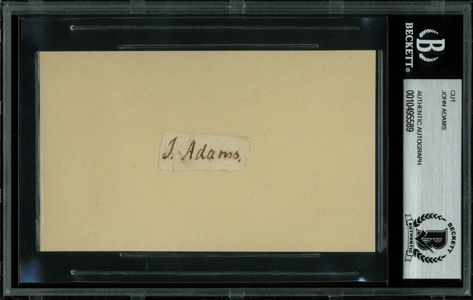 President John Adams Rare Signature Cut (BAS/Beckett Encapsulated)