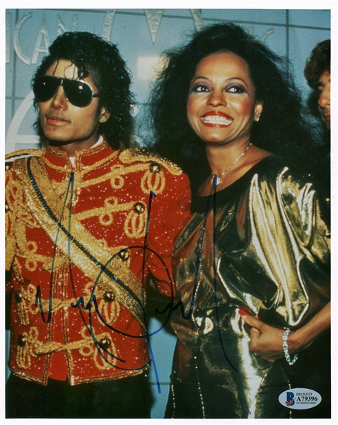 Michael Jackson Superbly Signed 8" x 10" Photograph w/ Diana Ross! (Beckett/BAS)