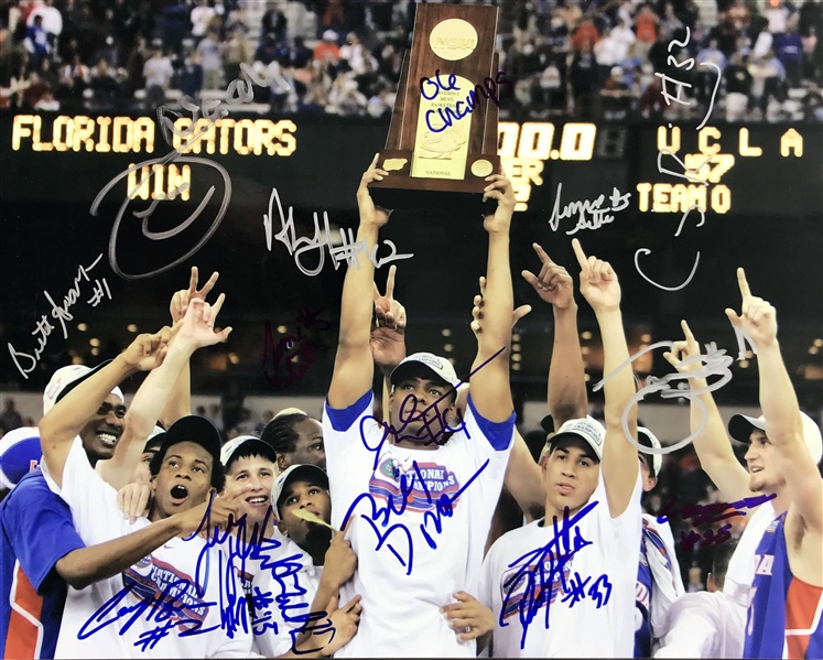 2005-06 Florida Gators (National Champs) Team Signed 11" x 14" Color Photo with 10 Signatures (PSA/JSA Guaranteed)