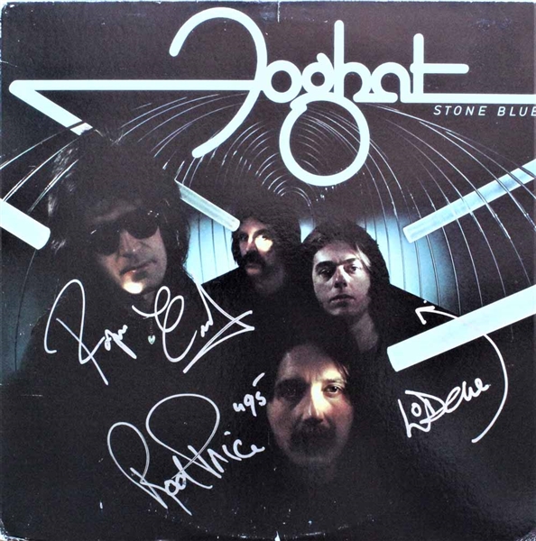 Foghat Group Signed "Stone Blue" Record Album Cover (3 Sigs)(Beckett/BAS Guaranteed)