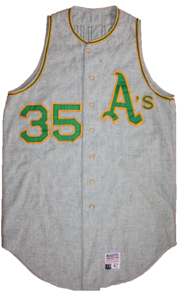 1970 Vida Blue Game Worn Oakland Athletics Pro Model Road Jersey Vest (Grey Flannel)