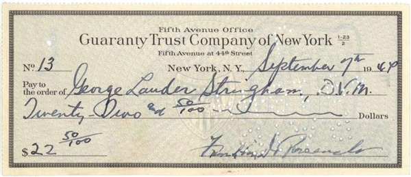 Franklin. D Roosevelt Signed & Handwritten Bank Check As President! (Beckett/BAS)
