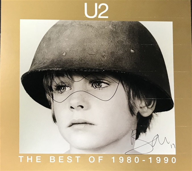 U2: Bono Signed 23" x 22" Best of Album Poster w/ Glasses Sketch! (JSA)