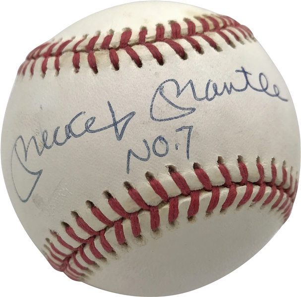 Mickey Mantle Near-Mint Signed OAL Baseball w/ "No. 7" Inscription (Upper Deck)