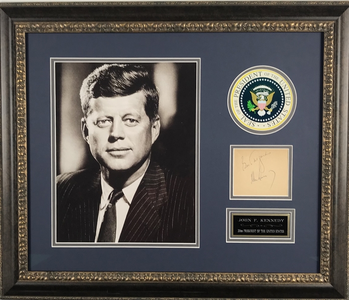 President John F. Kennedy Signed 4" x 5" Framed & Matted Album Page  (JSA)