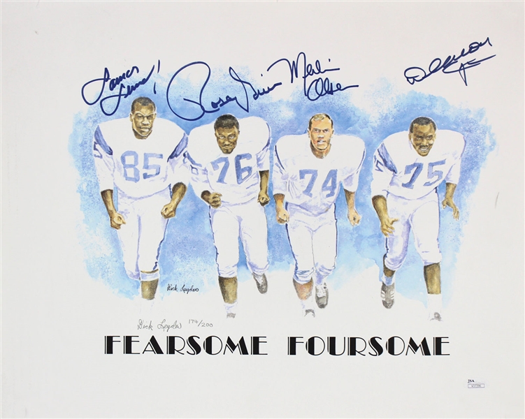St. Louis Rams: "Fearsome Foursome" Signed 16" x 20" Lithograph (JSA)