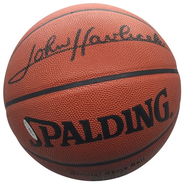 John Havlicek Signed Leather NBA Basketball (Upper Deck)