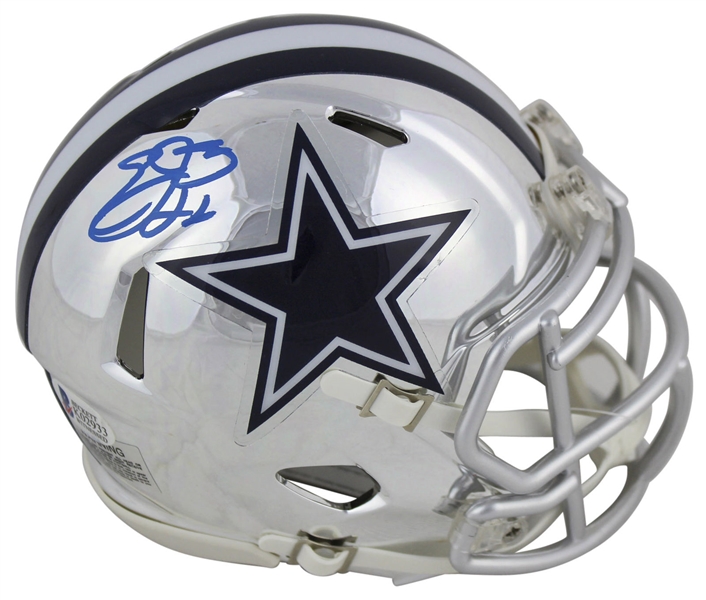Emmitt Smith Signed Chrome Dallas Cowboys Mini Helmet (BAS/Beckett)