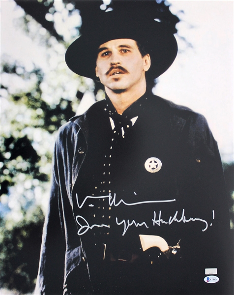 Tombstone: Val Kilmer Signed & Inscribed 16" x 20" Color Photo (BAS/Beckett)