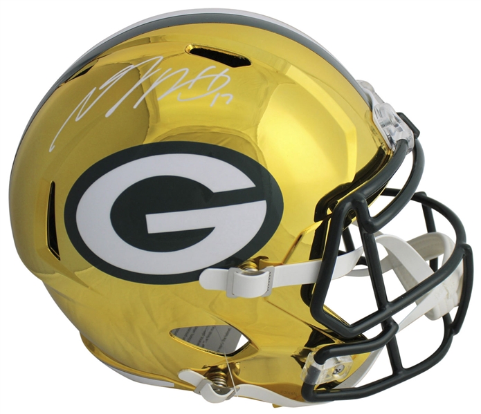 Davante Adams Signed Green Bay Packers Full-Sized Chrome-Style Helmet (JSA)
