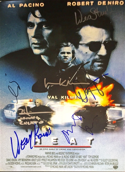 "Heat" RARE Multi-Signed 12" x 18" Poster w/ Pacino, DeNiro, Kilmer + 4 (BAS/Beckett Guaranteed)